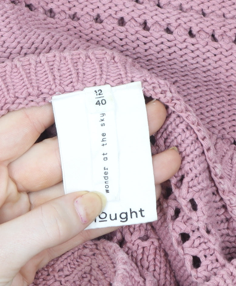 Thought Women Pink Organic Cotton Knitted Pullover Sweater Size 12