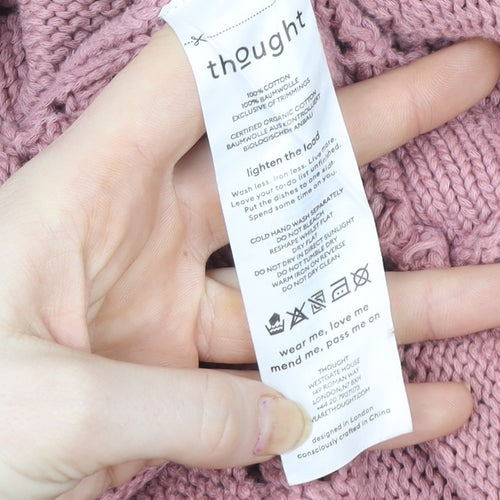 Thought Women Pink Organic Cotton Knitted Pullover Sweater Size 12