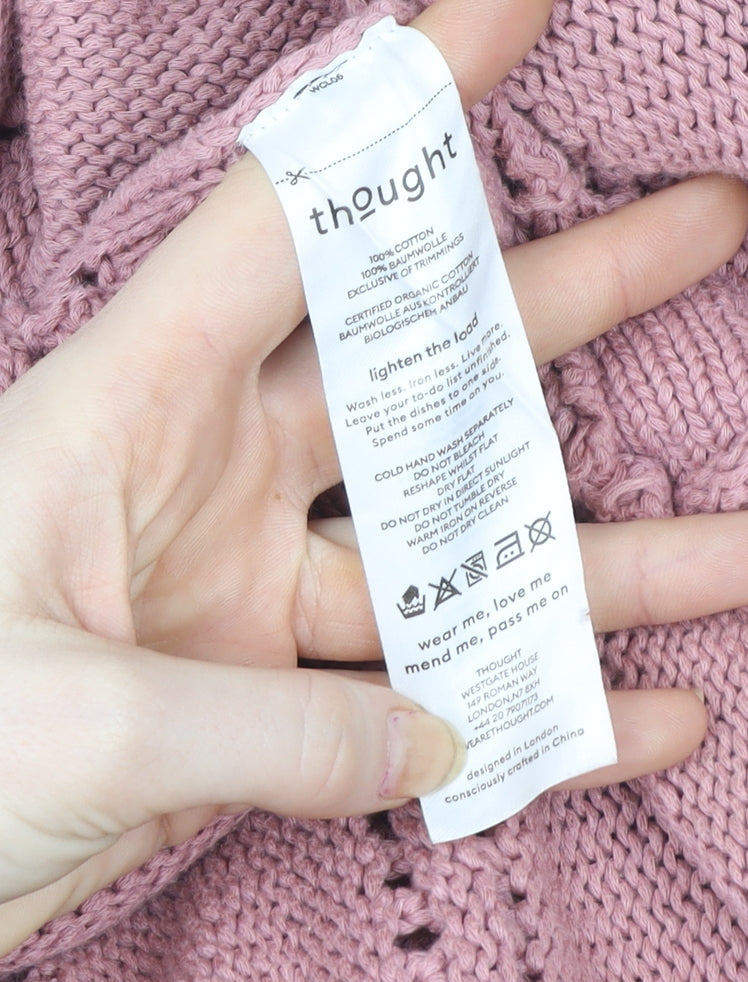 Thought Women Pink Organic Cotton Knitted Pullover Sweater Size 12