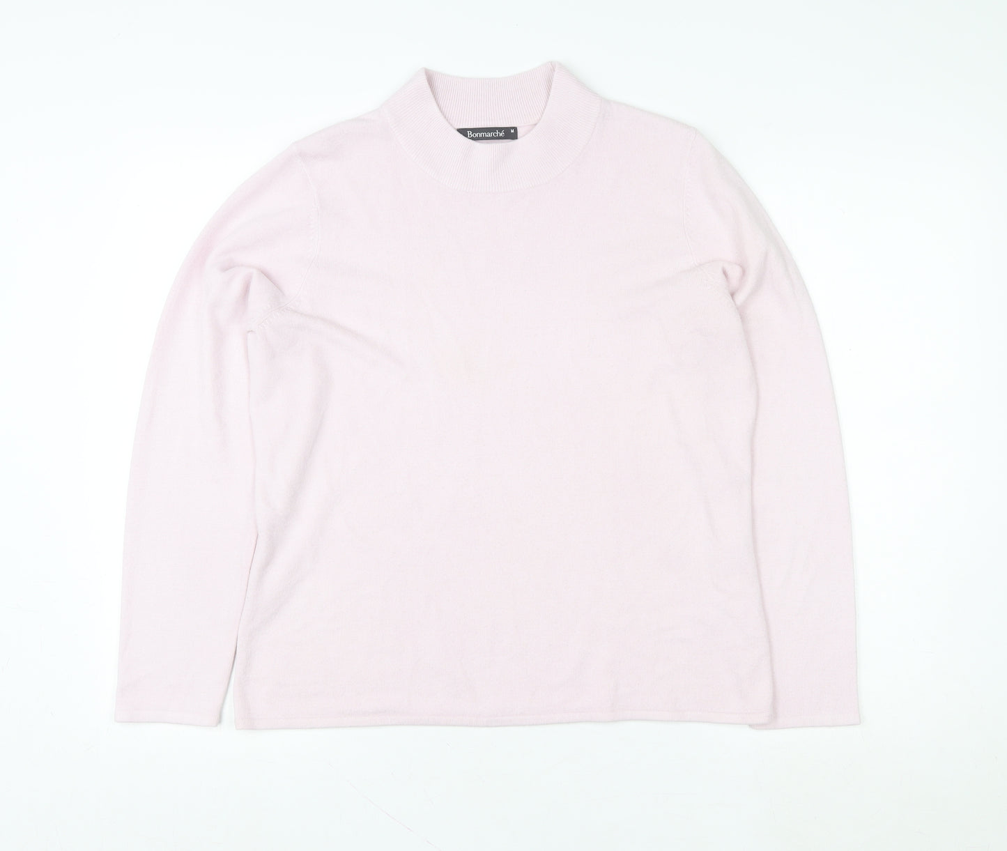 Bonmarché Women Pink Acrylic Pullover Sweatshirt M Roll Neck
