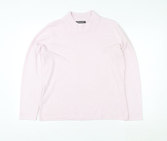 Bonmarché Women Pink Acrylic Pullover Sweatshirt M Roll Neck