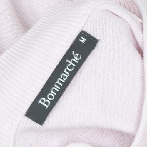 Bonmarché Women Pink Acrylic Pullover Sweatshirt M Roll Neck