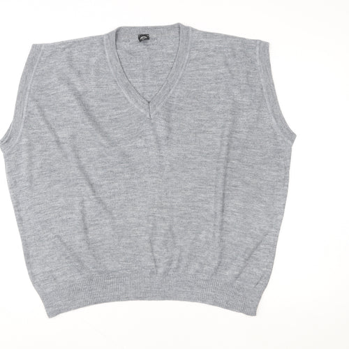 C&A Men Grey Wool Blend V-Neck Sleeveless Knit Jumper Vest XL