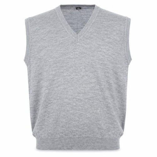 C&A Men Grey Wool Blend V-Neck Sleeveless Knit Jumper Vest XL