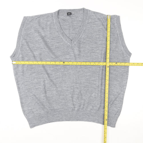 C&A Men Grey Wool Blend V-Neck Sleeveless Knit Jumper Vest XL