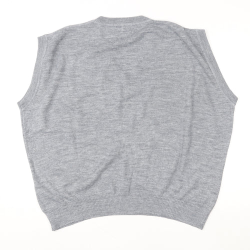 C&A Men Grey Wool Blend V-Neck Sleeveless Knit Jumper Vest XL
