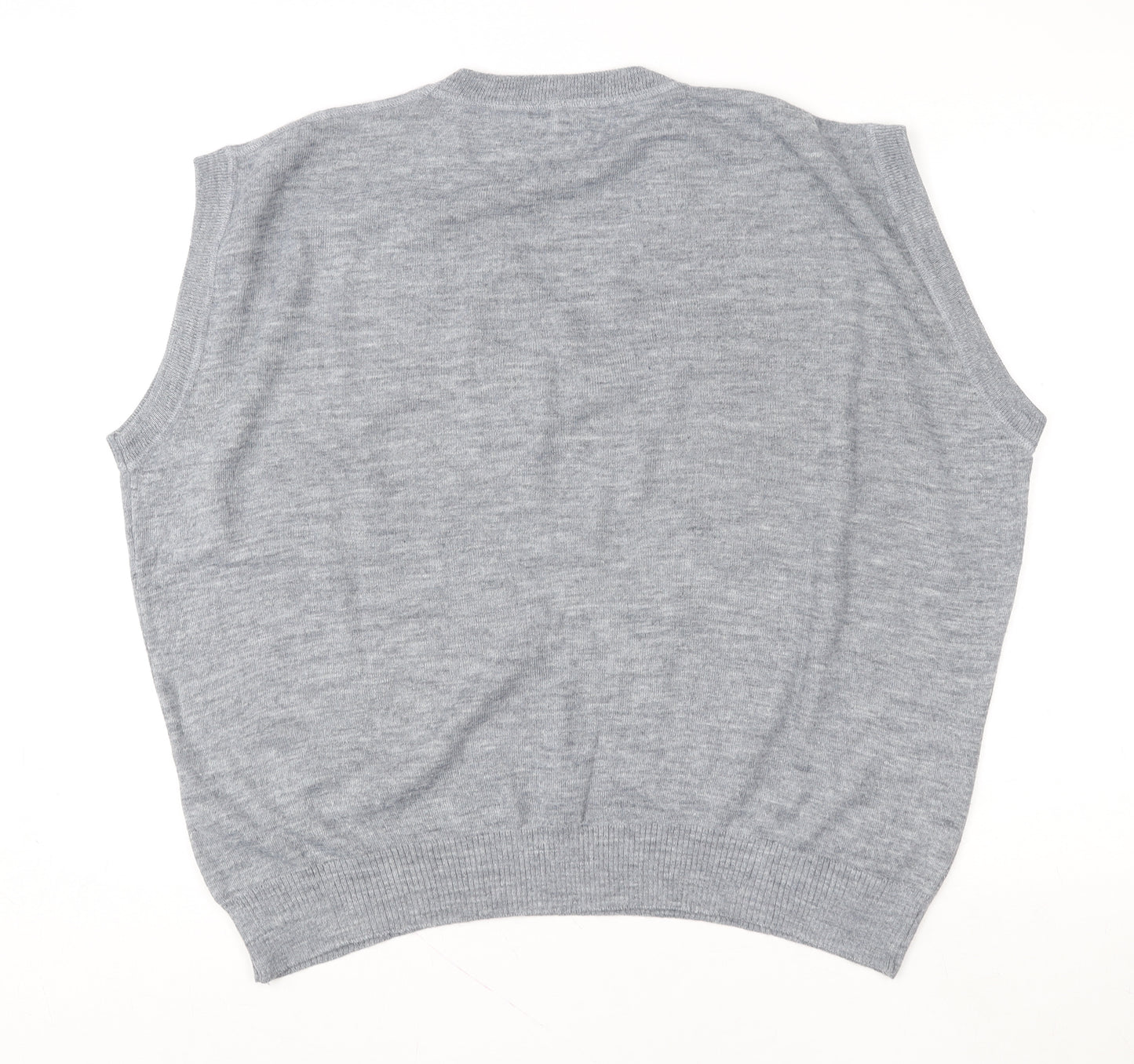 C&A Men Grey Wool Blend V-Neck Sleeveless Knit Jumper Vest XL
