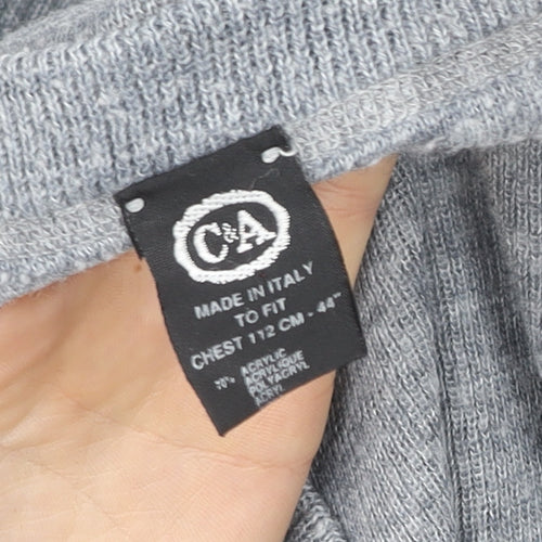 C&A Men Grey Wool Blend V-Neck Sleeveless Knit Jumper Vest XL