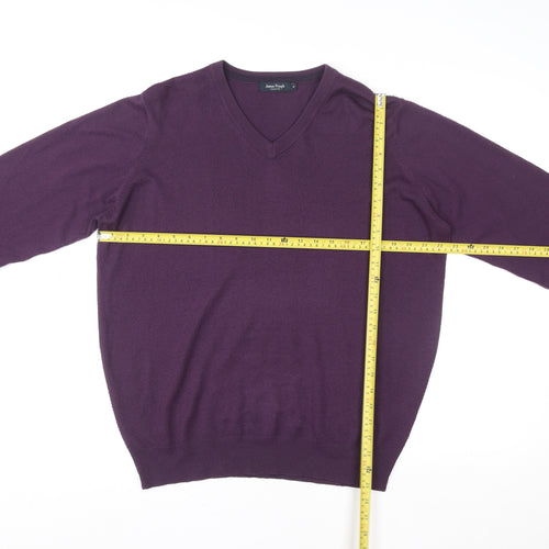 James Pringle Men's Purple V-Neck Acrylic Knit Pullover Jumper Size M