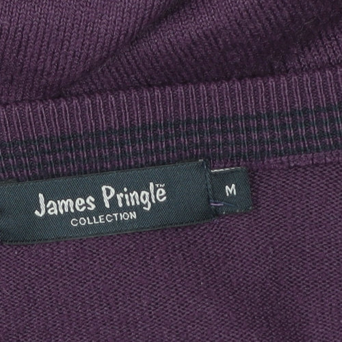 James Pringle Men's Purple V-Neck Acrylic Knit Pullover Jumper Size M