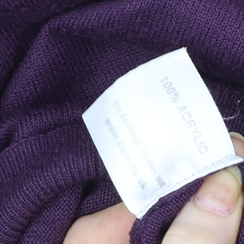 James Pringle Men's Purple V-Neck Acrylic Knit Pullover Jumper Size M