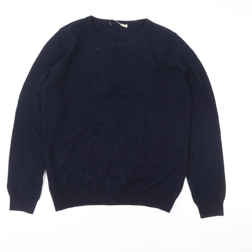 WoolOvers Womens Navy Blue Crew Neck Merino Wool Pullover M