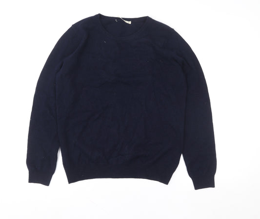 WoolOvers Womens Navy Blue Crew Neck Merino Wool Pullover M