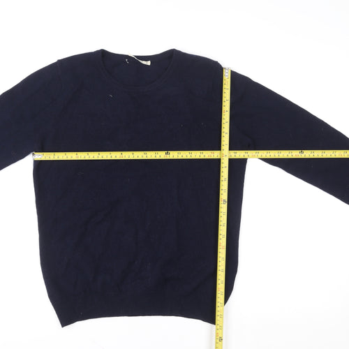 WoolOvers Womens Navy Blue Crew Neck Merino Wool Pullover M