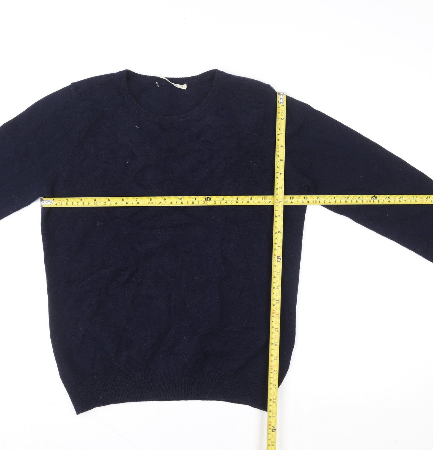 WoolOvers Womens Navy Blue Crew Neck Merino Wool Pullover M