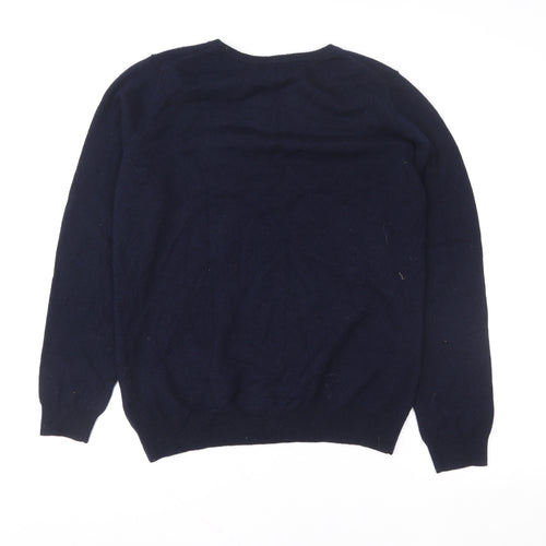 WoolOvers Womens Navy Blue Crew Neck Merino Wool Pullover M