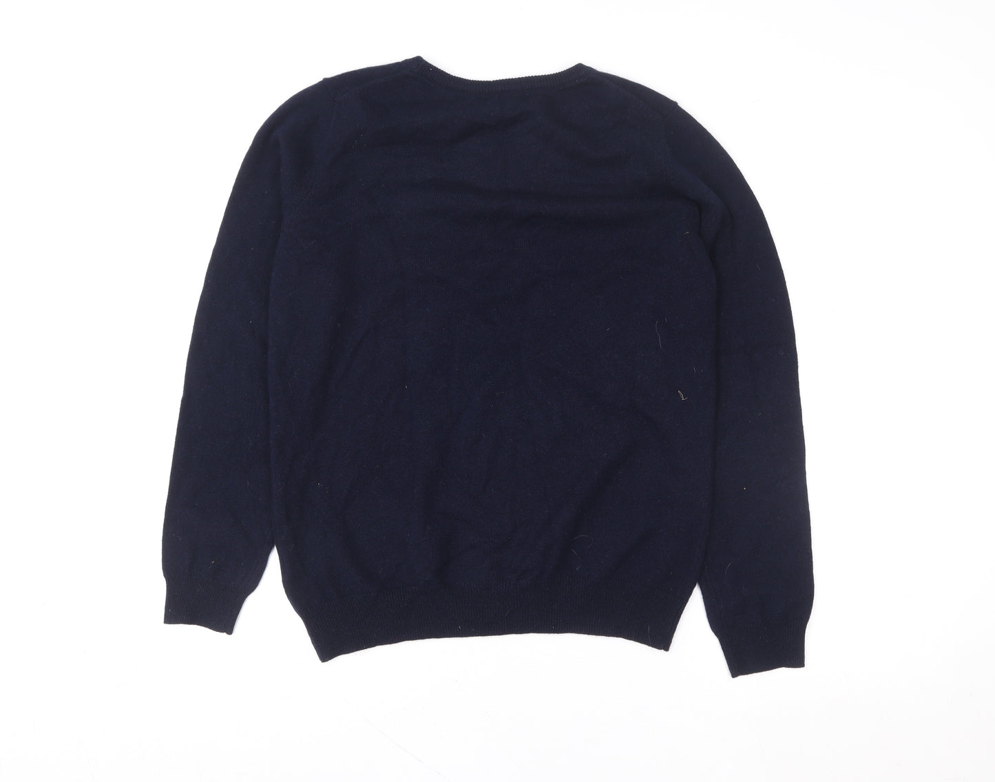 WoolOvers Womens Navy Blue Crew Neck Merino Wool Pullover M