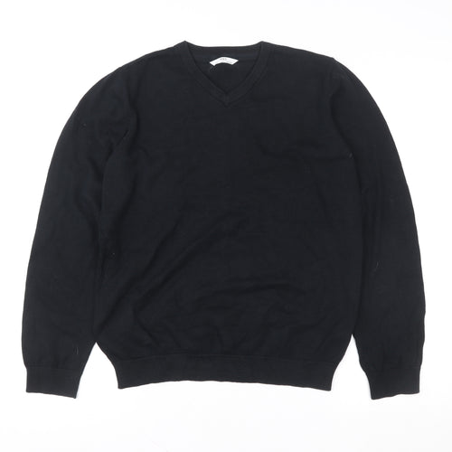 Marks and Spencer Teens Black V-Neck Cotton Pullover Sweatshirt 14 Plus