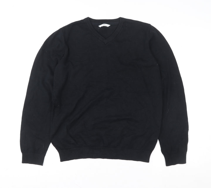 Marks and Spencer Teens Black V-Neck Cotton Pullover Sweatshirt 14 Plus