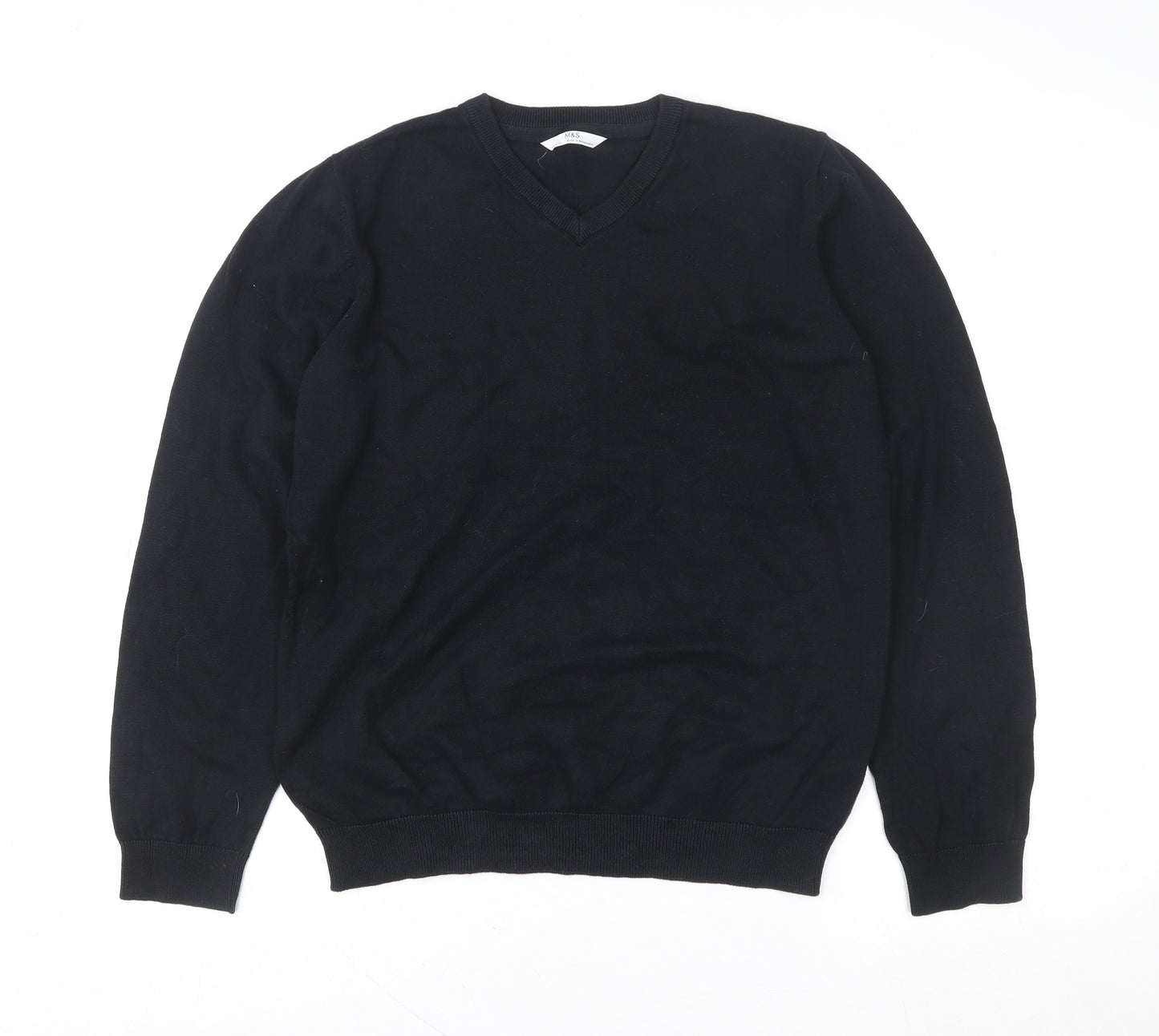 Marks and Spencer Teens Black V-Neck Cotton Pullover Sweatshirt 14 Plus
