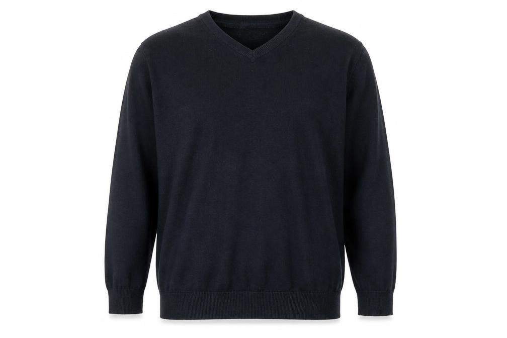 Front view of Marks & Spencer Teens Black V-Neck Cotton Pullover Sweatshirt 14 Plus