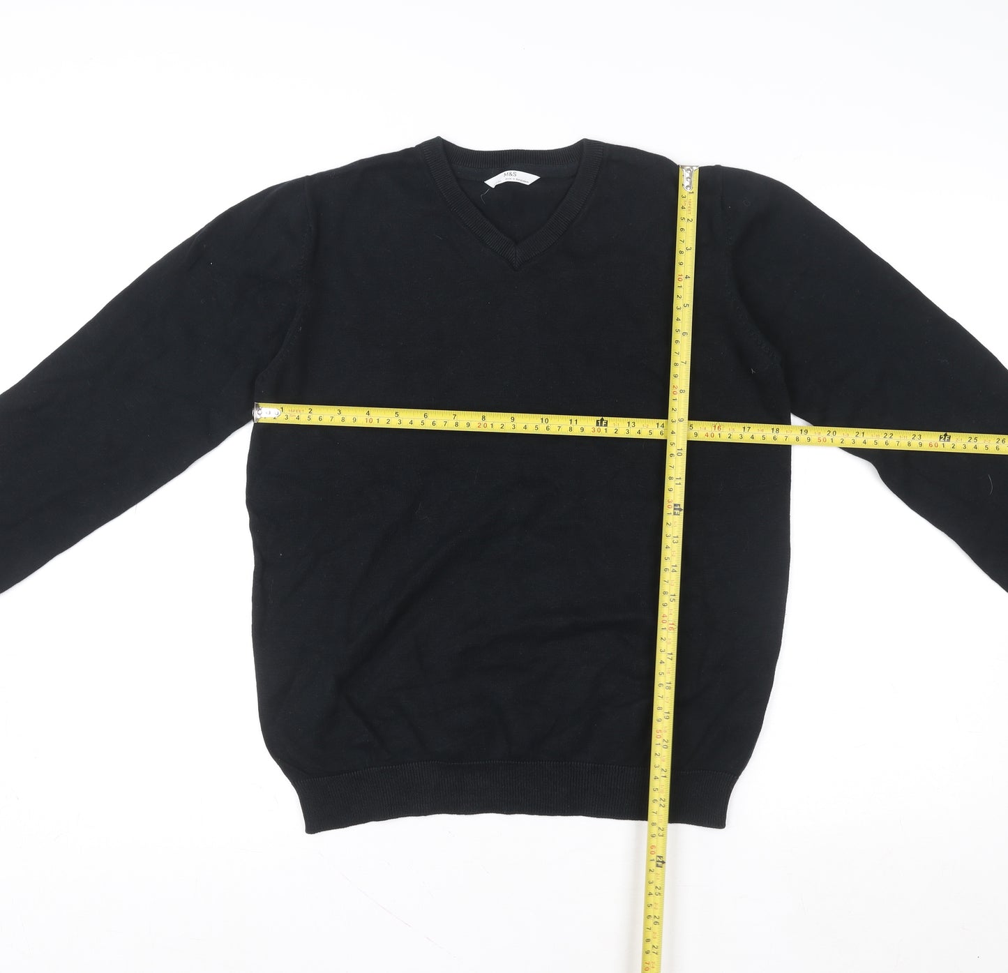 Marks and Spencer Teens Black V-Neck Cotton Pullover Sweatshirt 14 Plus