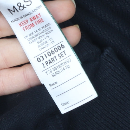Marks and Spencer Teens Black V-Neck Cotton Pullover Sweatshirt 14 Plus