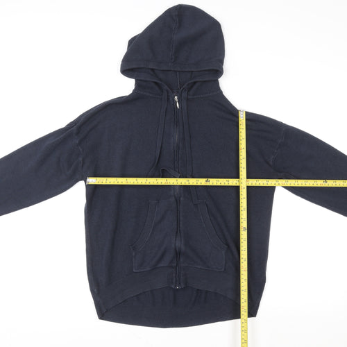 Marks and Spencer Men's Blue Full Zip Cotton Hoodie Size M