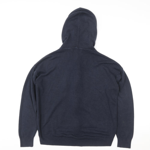 Marks and Spencer Men's Blue Full Zip Cotton Hoodie Size M