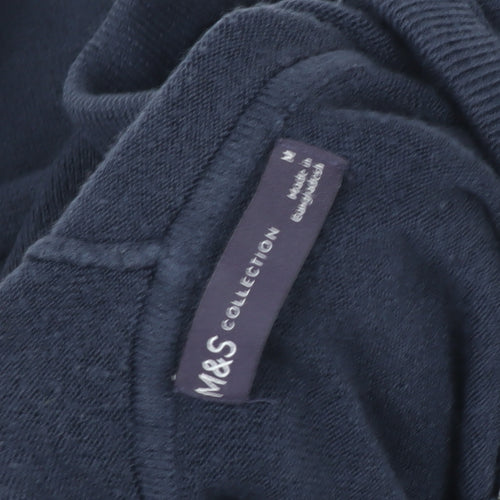 Marks and Spencer Men's Blue Full Zip Cotton Hoodie Size M