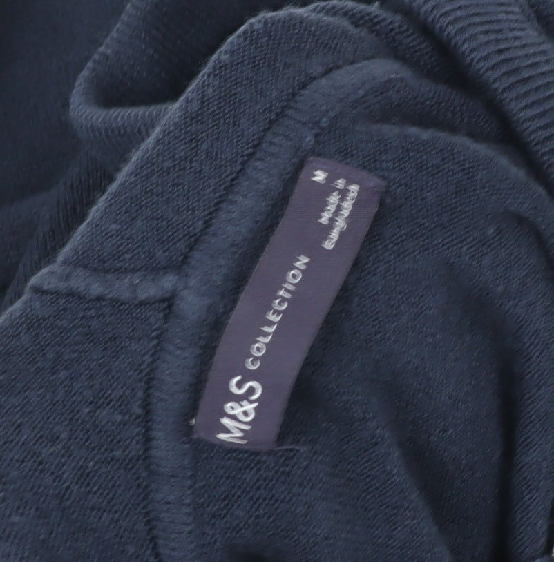 Marks and Spencer Men's Blue Full Zip Cotton Hoodie Size M