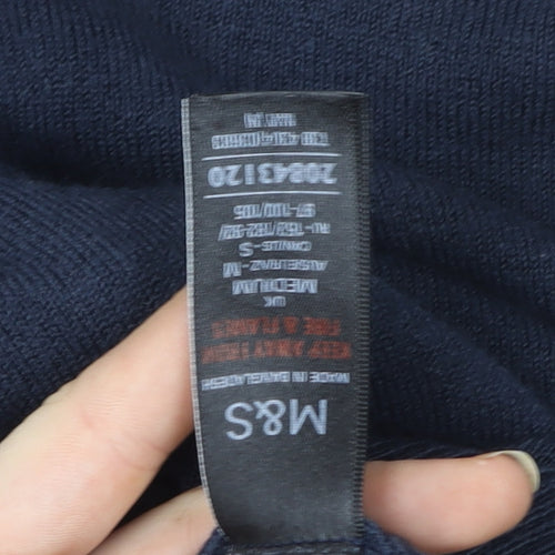 Marks and Spencer Men's Blue Full Zip Cotton Hoodie Size M