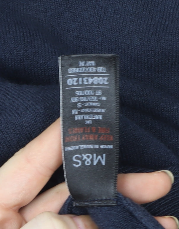 Marks and Spencer Men's Blue Full Zip Cotton Hoodie Size M