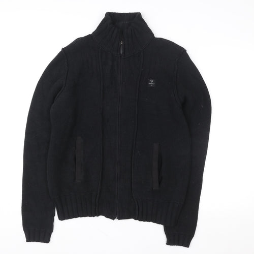 Firetrap Men's Black Full Zip Knit Sweatshirt Jacket Size M