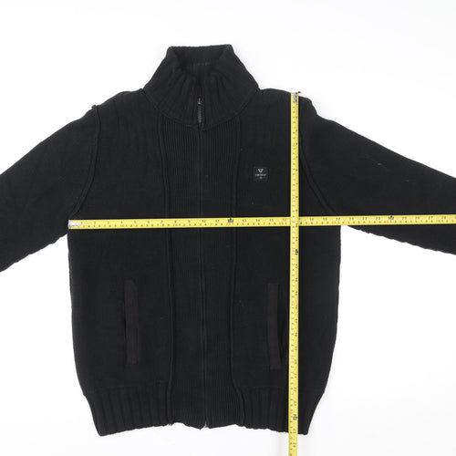 Firetrap Men's Black Full Zip Knit Sweatshirt Jacket Size M
