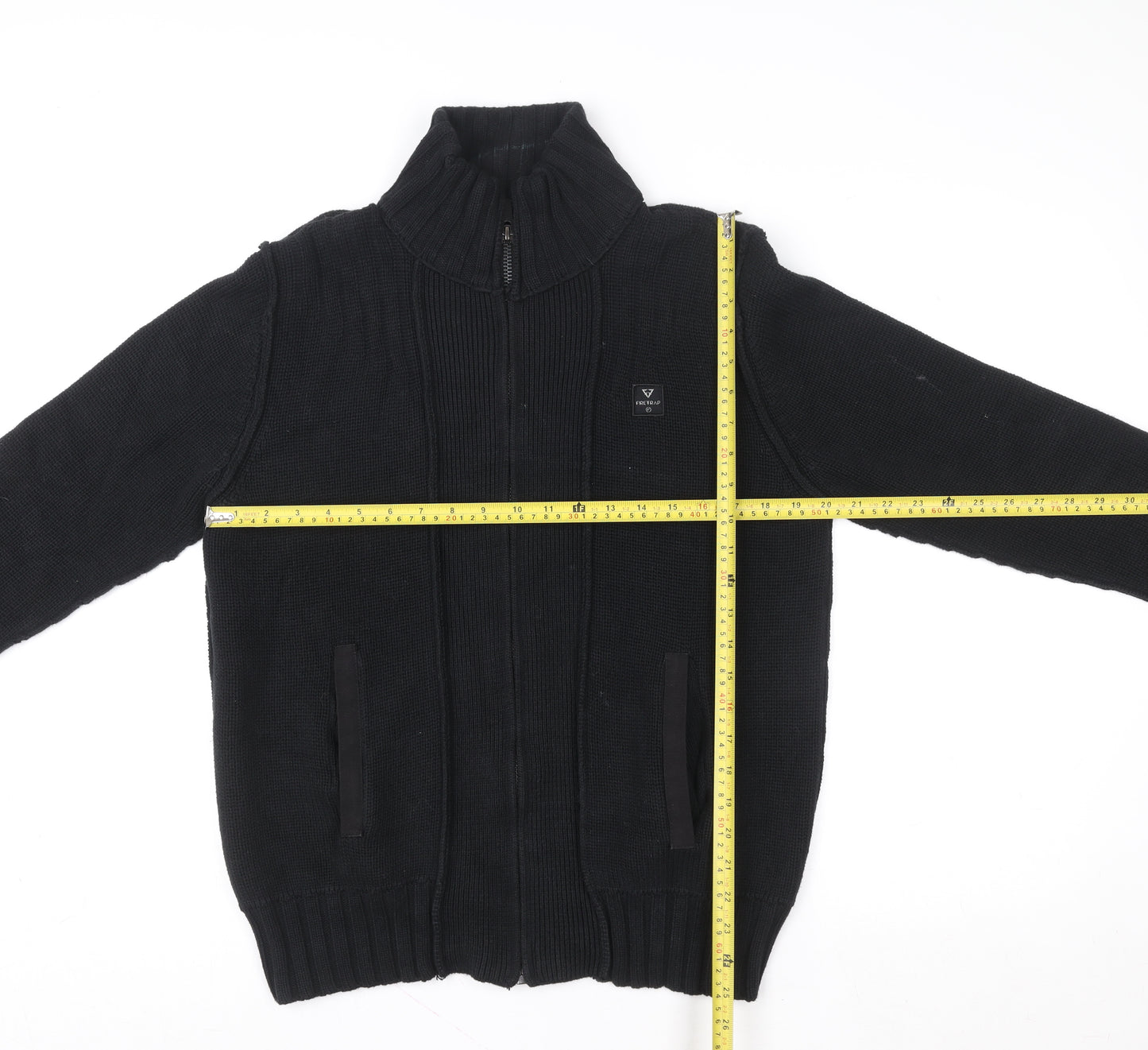 Firetrap Men's Black Full Zip Knit Sweatshirt Jacket Size M