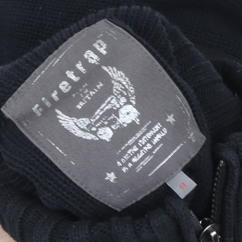 Firetrap Men's Black Full Zip Knit Sweatshirt Jacket Size M