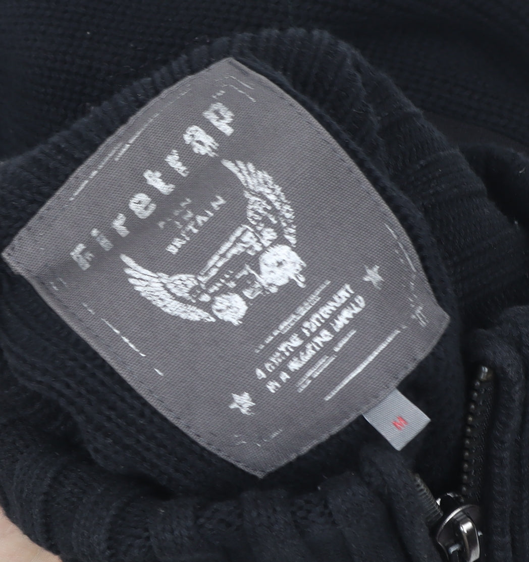 Firetrap Men's Black Full Zip Knit Sweatshirt Jacket Size M