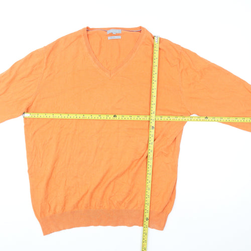 Maddison Women’s Orange V-Neck Pullover Sweater L 100% Cotton