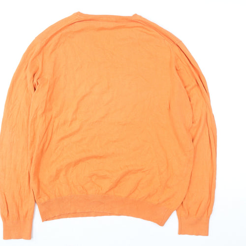 Maddison Women’s Orange V-Neck Pullover Sweater L 100% Cotton