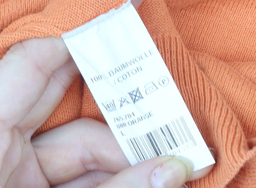 Maddison Women’s Orange V-Neck Pullover Sweater L 100% Cotton