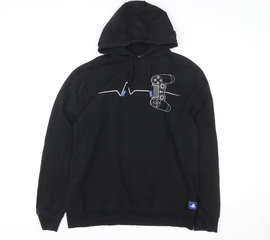 PlayStation Men's Black Pullover Hoodie XL Graphic Print Gamer Sweatshirt
