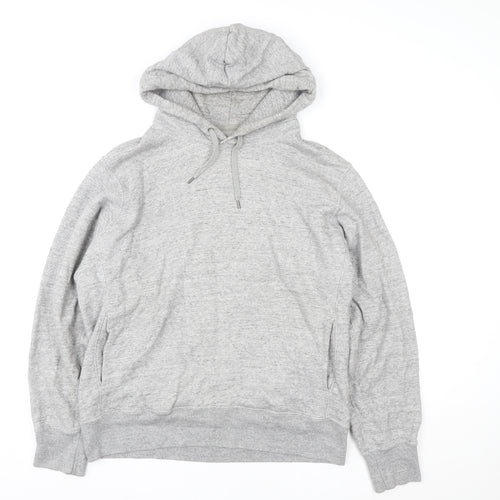 Uniqlo Men's Grey Pullover Hoodie M Soft Cotton Blend