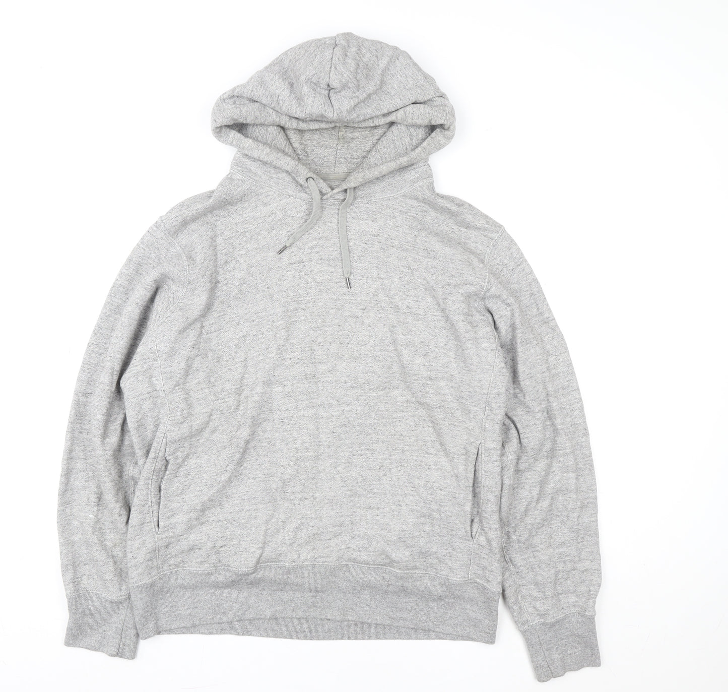 Uniqlo Men's Grey Pullover Hoodie M Soft Cotton Blend