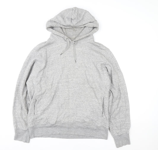 Uniqlo Men's Grey Pullover Hoodie M Soft Cotton Blend