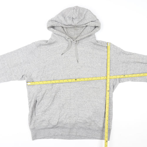 Uniqlo Men's Grey Pullover Hoodie M Soft Cotton Blend