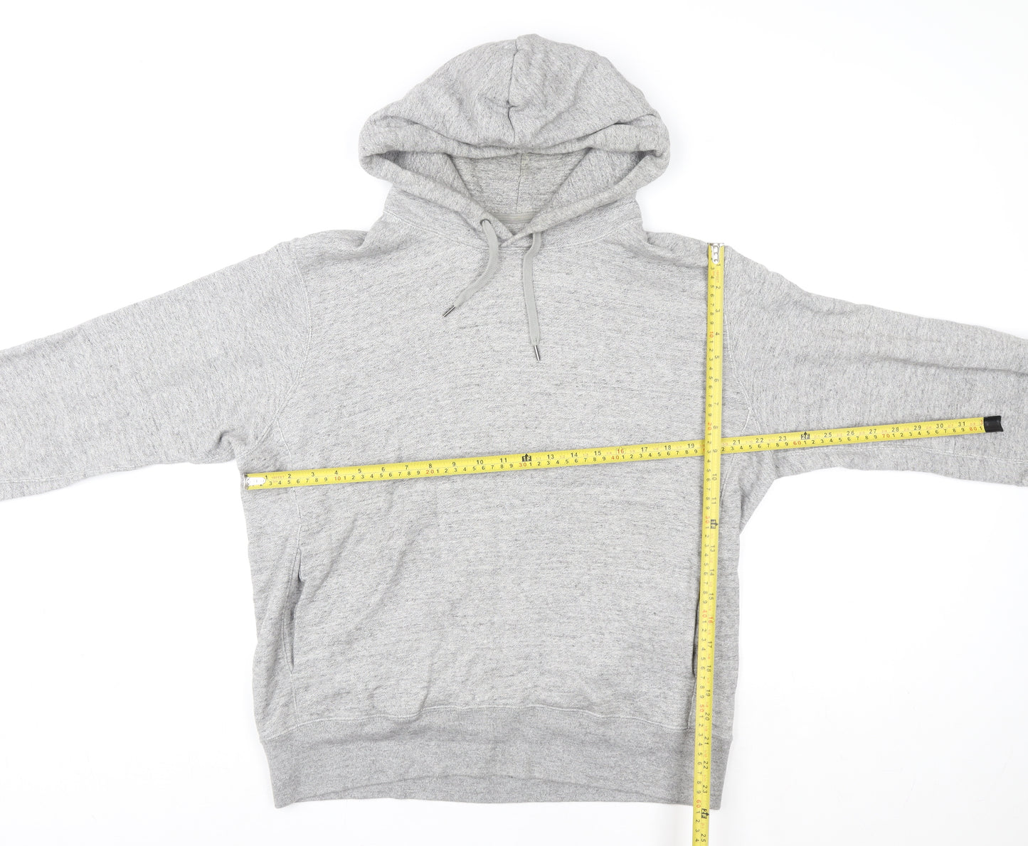 Uniqlo Men's Grey Pullover Hoodie M Soft Cotton Blend