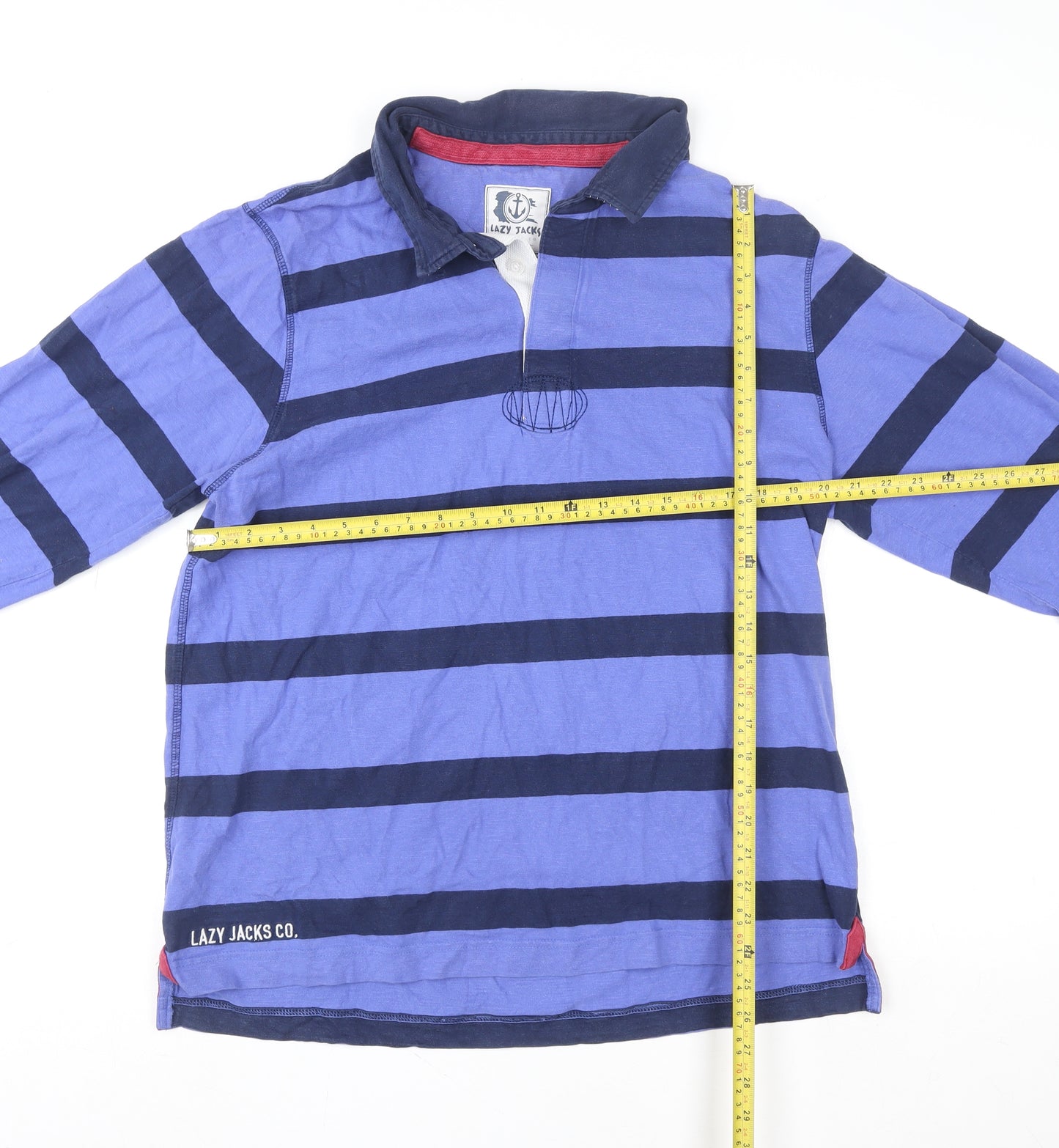 Lazy Jacks Women Blue Striped Cotton Pullover Sweatshirt UK L