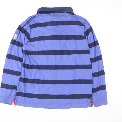 Lazy Jacks Women Blue Striped Cotton Pullover Sweatshirt UK L