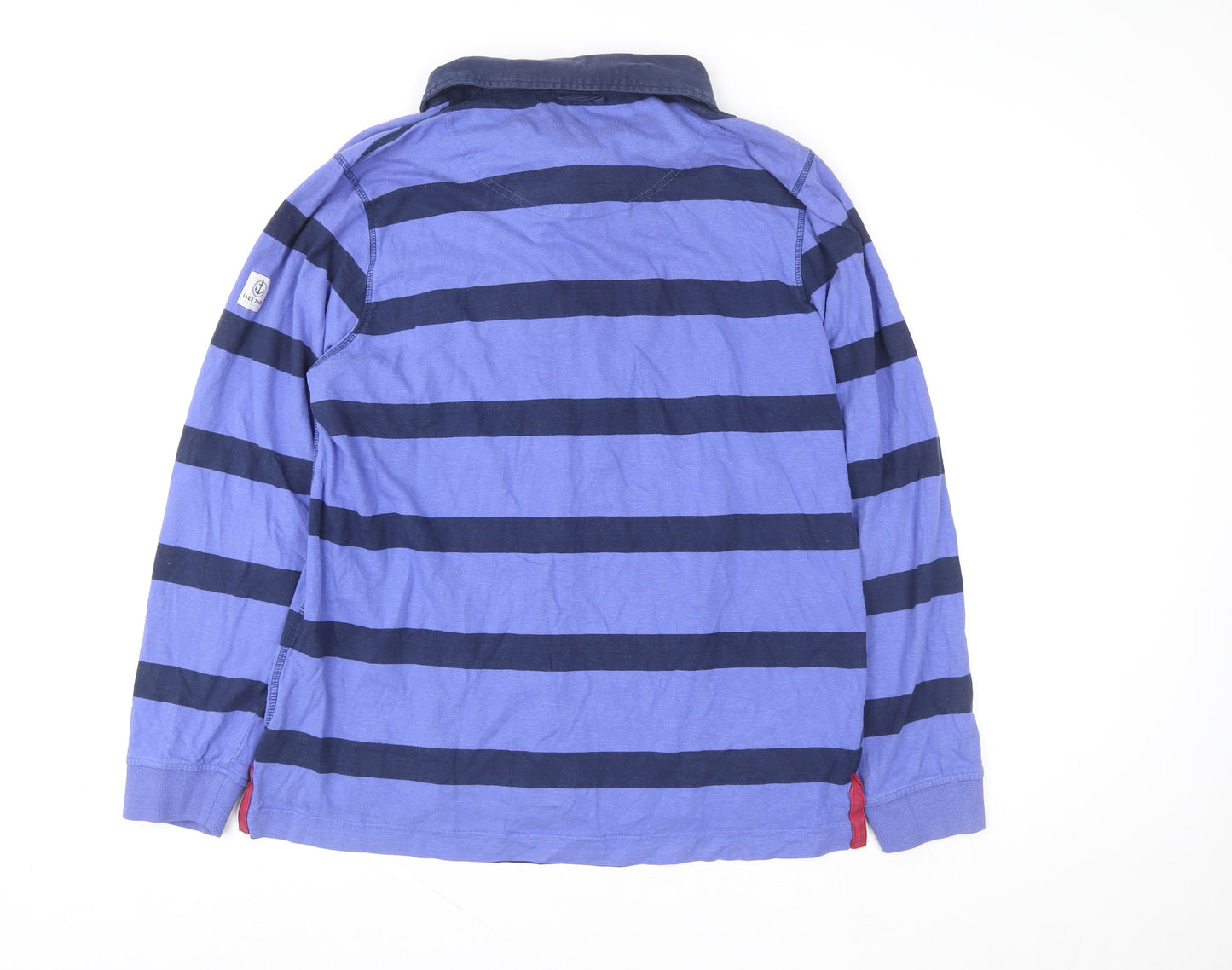 Lazy Jacks Women Blue Striped Cotton Pullover Sweatshirt UK L